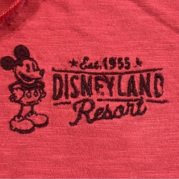 Disneyland Disney Parks Red Coral Pullover Hooded Lightweight Shirt Mickey Mouse - Picture 2 of 5